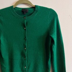 J. Crew 100% Italian Cashmere Kelly Green Women's Cardigan